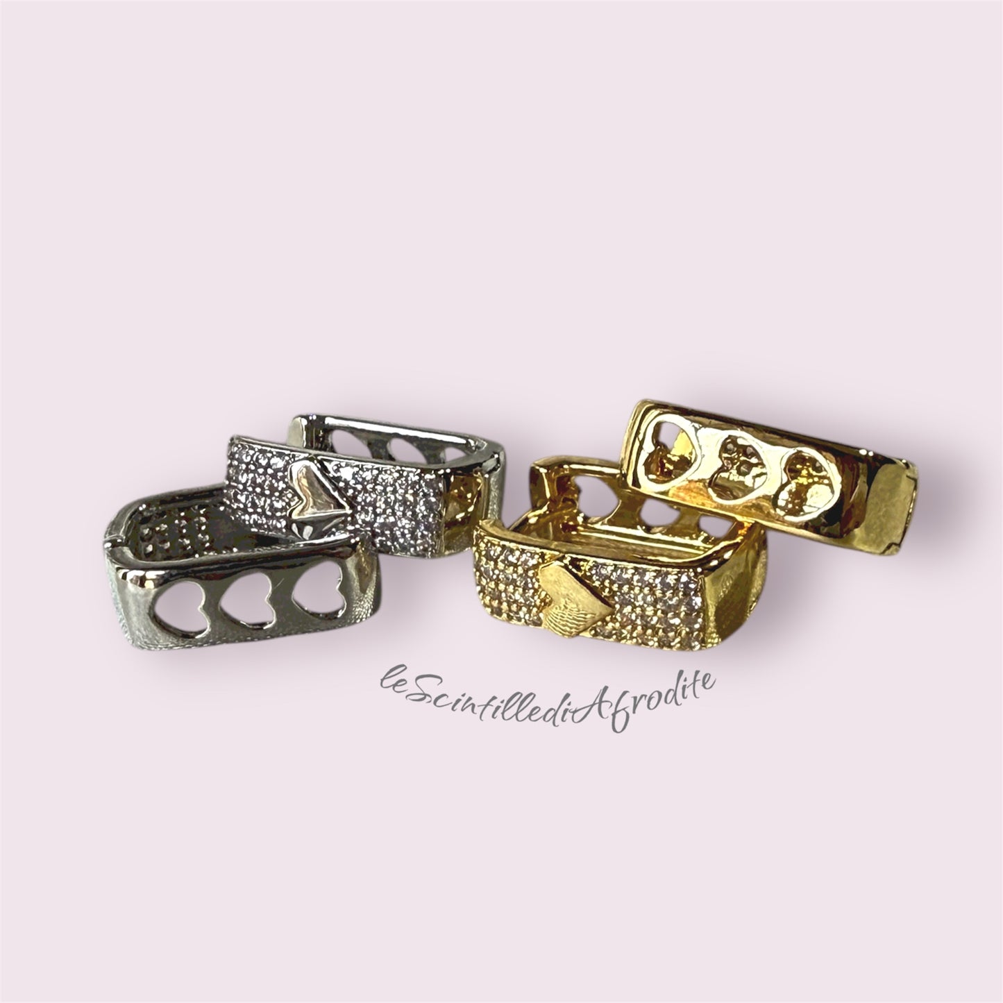 Orecchini square hoops Cuori in Luce