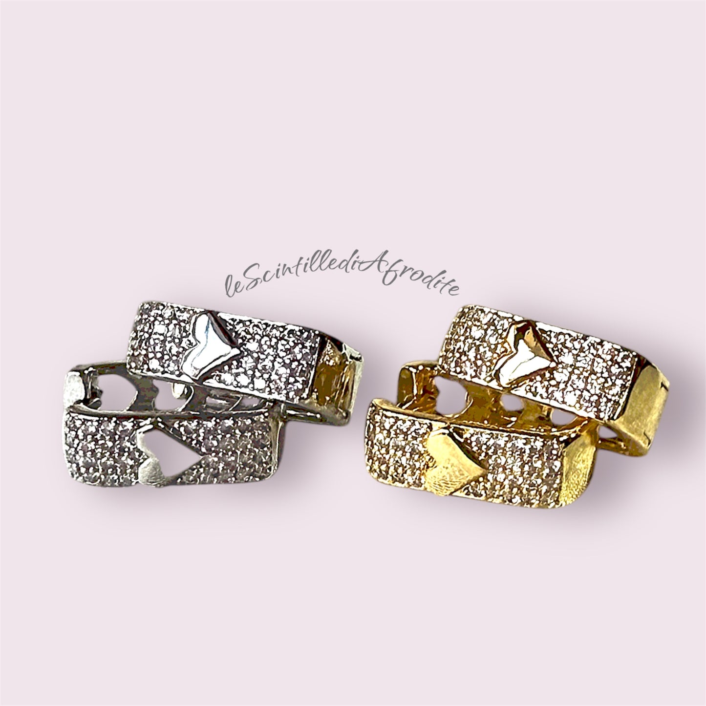 Orecchini square hoops Cuori in Luce
